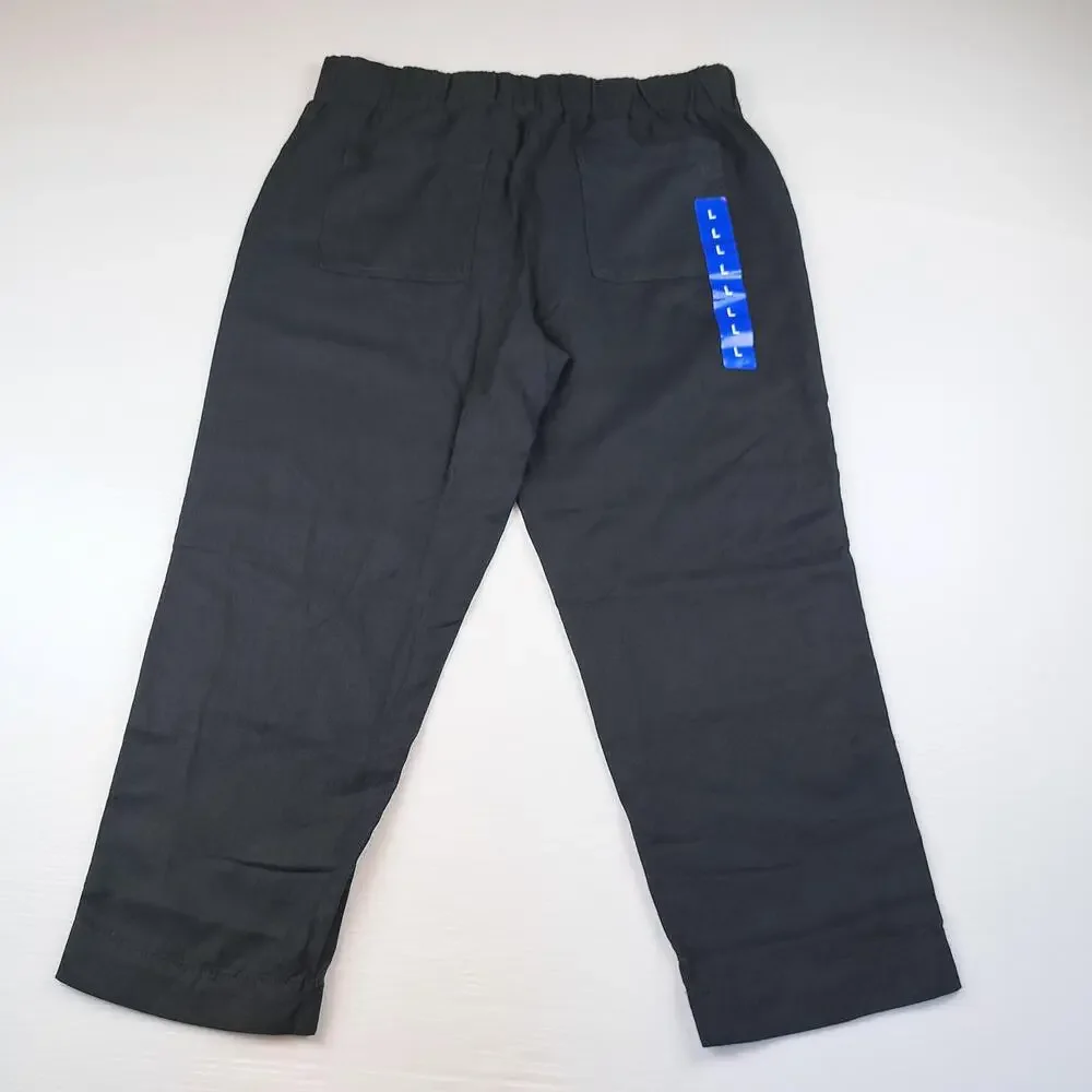 Banana Republic Pants Mens Large Black Linen Ankle Elastic Waist Pull On Relaxed